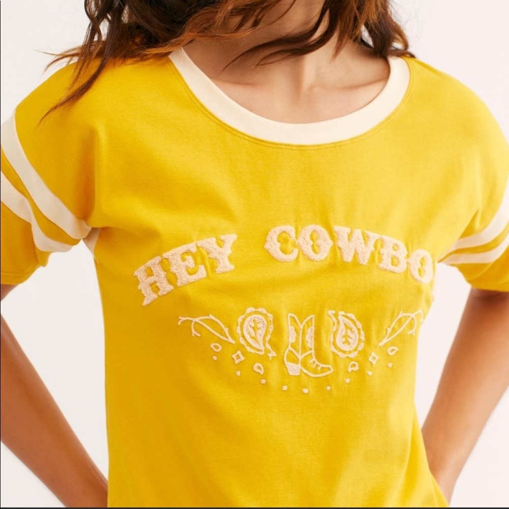 Understated Leather Free People Hey Cowboy Baseball Tee Shirt $90